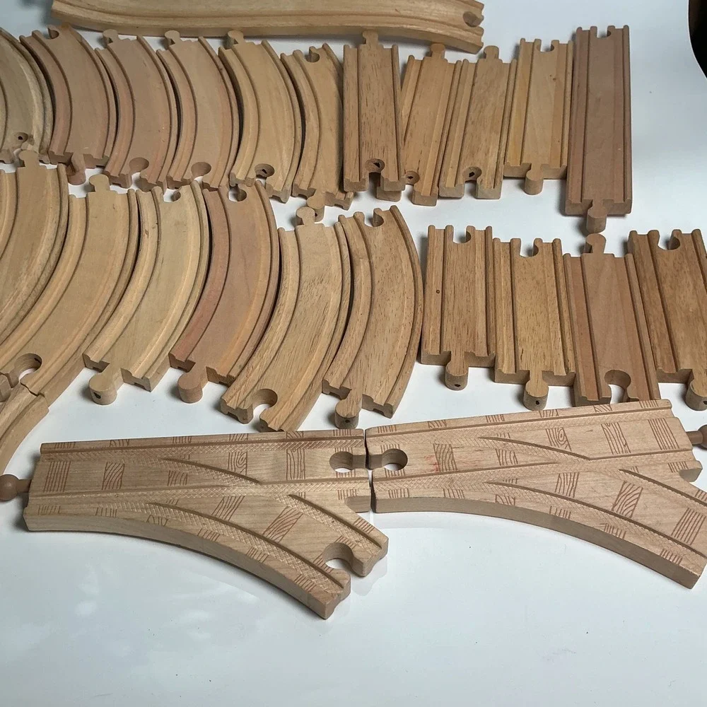 Wooden Train Track Expansion Lot Curved Straight Switch Pieces Thomas Compaible